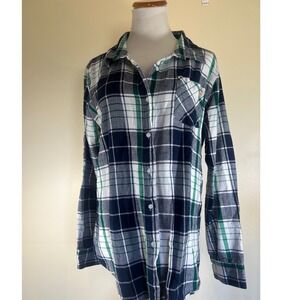 UG Apparel Notre Dame Flannel Shirt Womens Size L Long Sleeve Button Up Plaid